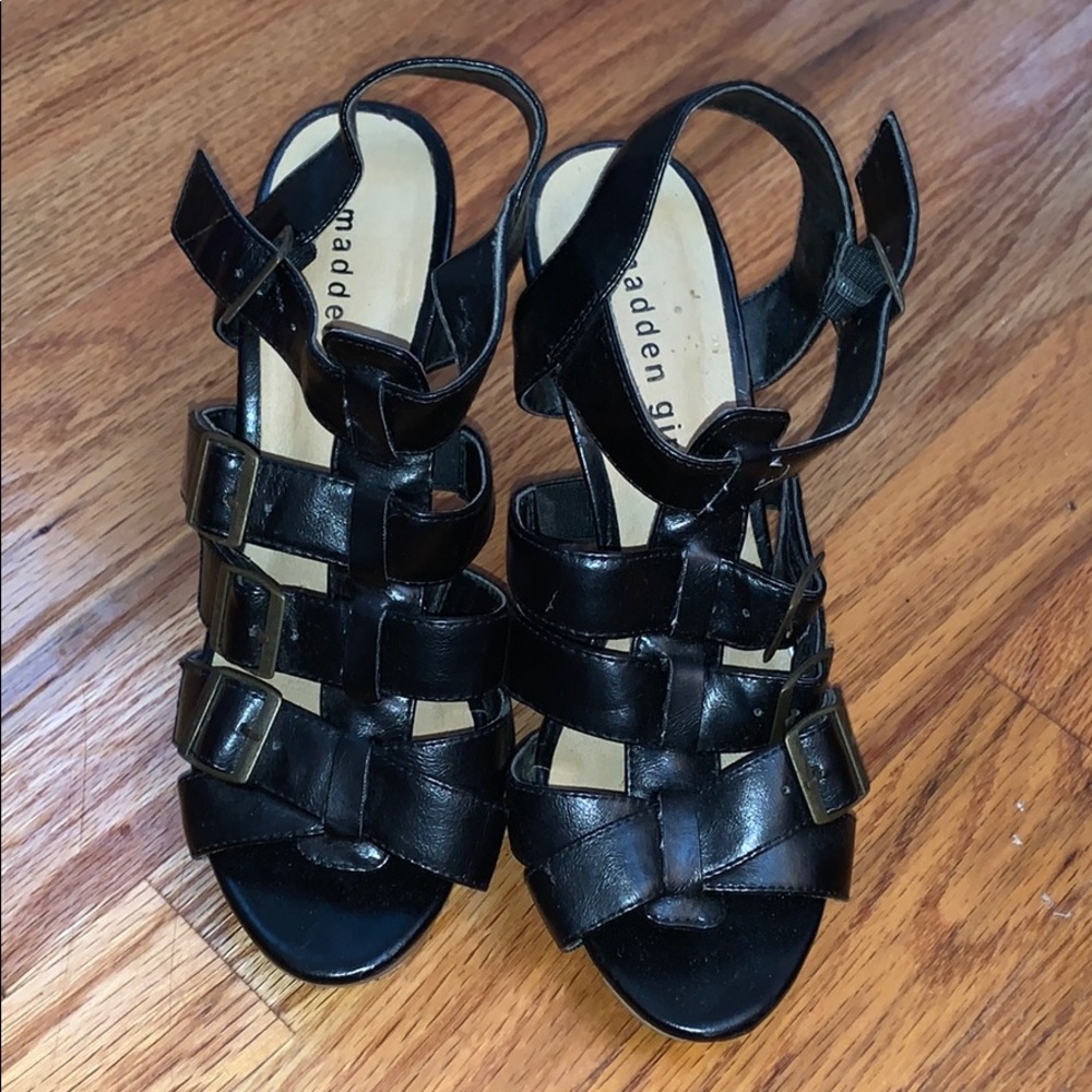 Madden Girl black strappy heels. Size 6.5.